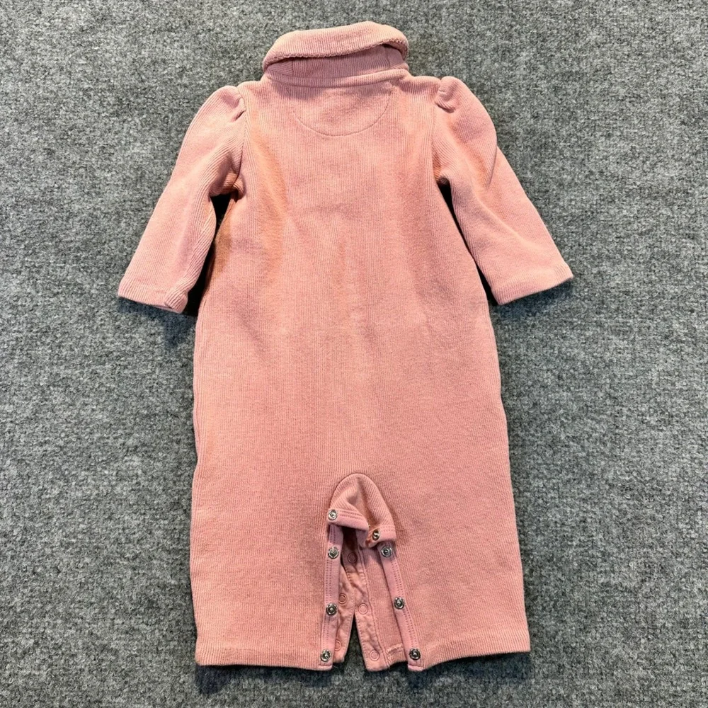 Ralph Lauren Knit Romper Baby Girls 6M Pink Shawl Collar Preppy Classic Coverall